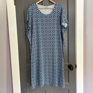 Lands End Plus Size Cotton Short Sleeve Midcalf Nightgown